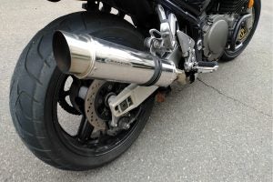 Tut tut, Mr. Kurylyk! Loud pipes don't save lives, but they will annoy the neighbours! Errrrr, anyone want to trade for a stock muffler? Photo: Zac Kurylyk