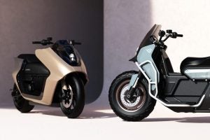 Two different takes on the maxi-scooter formula, as exhibited by LiveWire and Kymco in late 2024. Photo: LiveWire