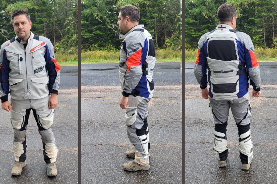 Front, side and back views of the Leatt Multitour 7.5. I loved the fit of this two-piece suit; it was perfect out of the box, without me having to go try one on in-store. 